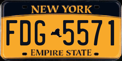 NY license plate FDG5571