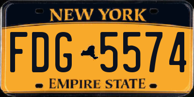 NY license plate FDG5574