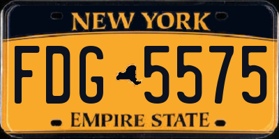 NY license plate FDG5575