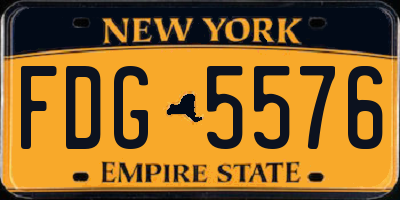 NY license plate FDG5576