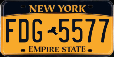 NY license plate FDG5577