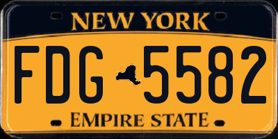 NY license plate FDG5582