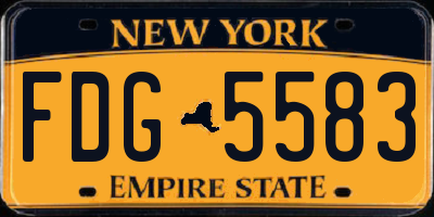 NY license plate FDG5583