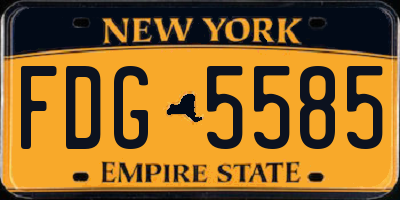 NY license plate FDG5585