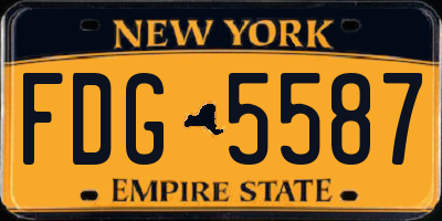 NY license plate FDG5587