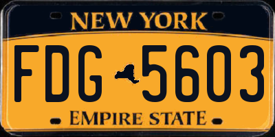 NY license plate FDG5603