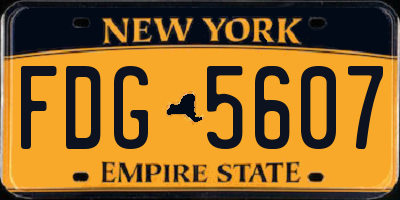 NY license plate FDG5607