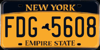 NY license plate FDG5608