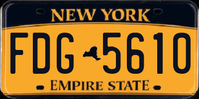 NY license plate FDG5610
