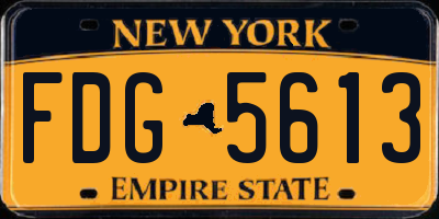 NY license plate FDG5613