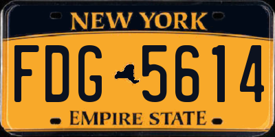 NY license plate FDG5614