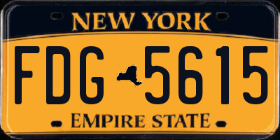 NY license plate FDG5615