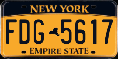NY license plate FDG5617