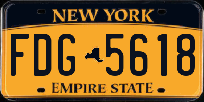 NY license plate FDG5618