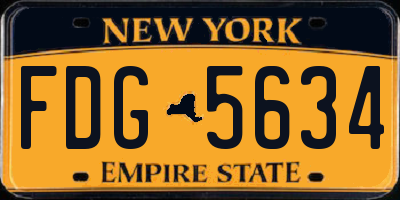 NY license plate FDG5634