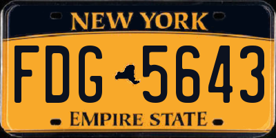 NY license plate FDG5643