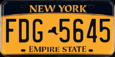 NY license plate FDG5645