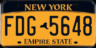 NY license plate FDG5648