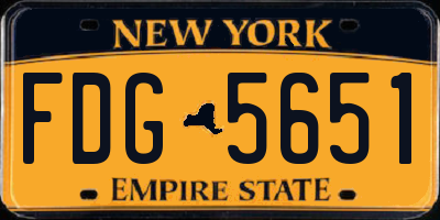 NY license plate FDG5651