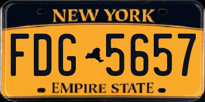 NY license plate FDG5657