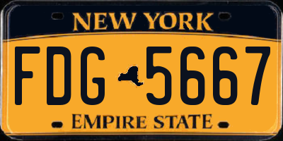 NY license plate FDG5667