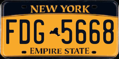 NY license plate FDG5668