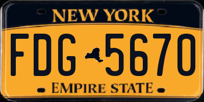 NY license plate FDG5670