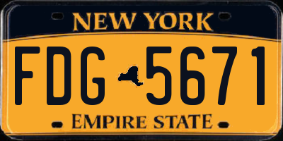 NY license plate FDG5671
