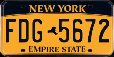NY license plate FDG5672