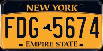 NY license plate FDG5674