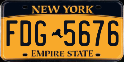 NY license plate FDG5676