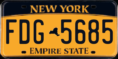 NY license plate FDG5685