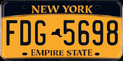 NY license plate FDG5698
