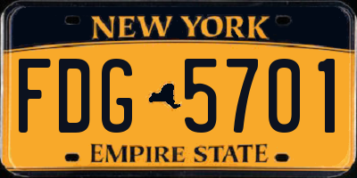 NY license plate FDG5701