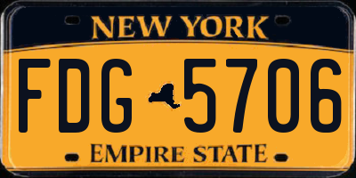 NY license plate FDG5706