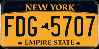 NY license plate FDG5707