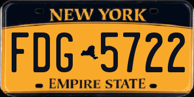 NY license plate FDG5722