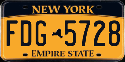 NY license plate FDG5728