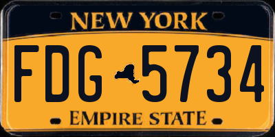 NY license plate FDG5734