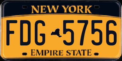 NY license plate FDG5756