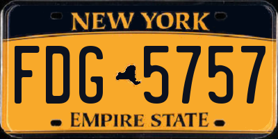NY license plate FDG5757