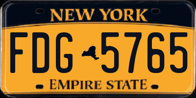NY license plate FDG5765