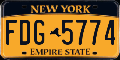 NY license plate FDG5774