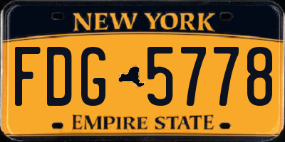 NY license plate FDG5778
