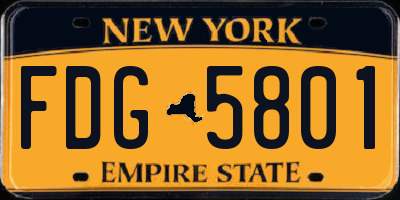 NY license plate FDG5801