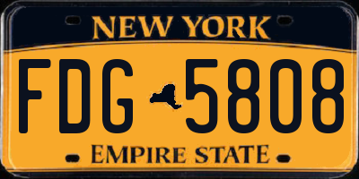 NY license plate FDG5808