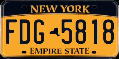 NY license plate FDG5818