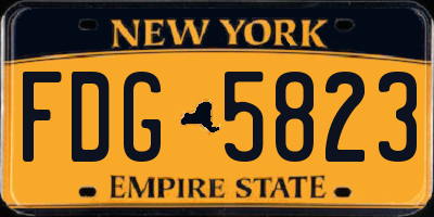 NY license plate FDG5823