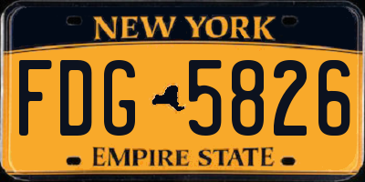 NY license plate FDG5826