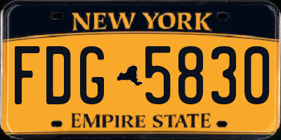 NY license plate FDG5830